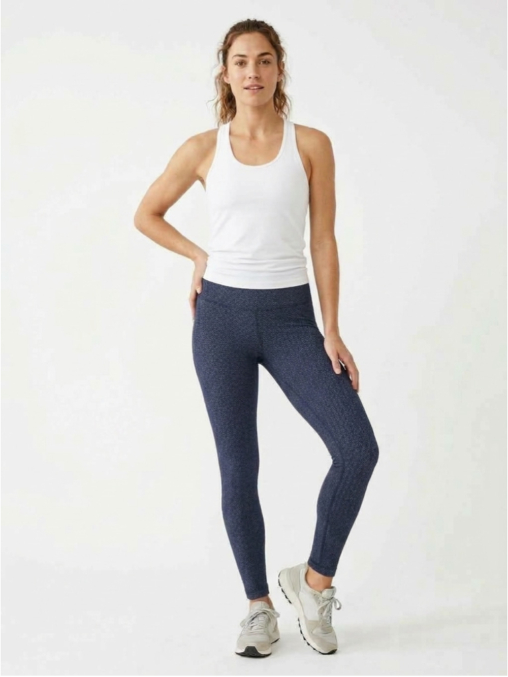 Lululemon Wunder Under Herringbone Leggings Navy Blue White Size 4 - 979
